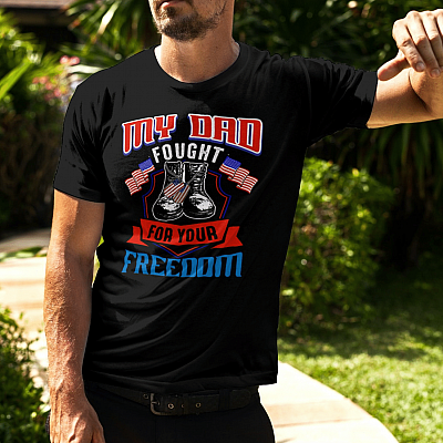 Alternative view of My Dad Fought For Your Freedom T-shirt - V-neck - Proud Daughter Son Of Veteran Shirt