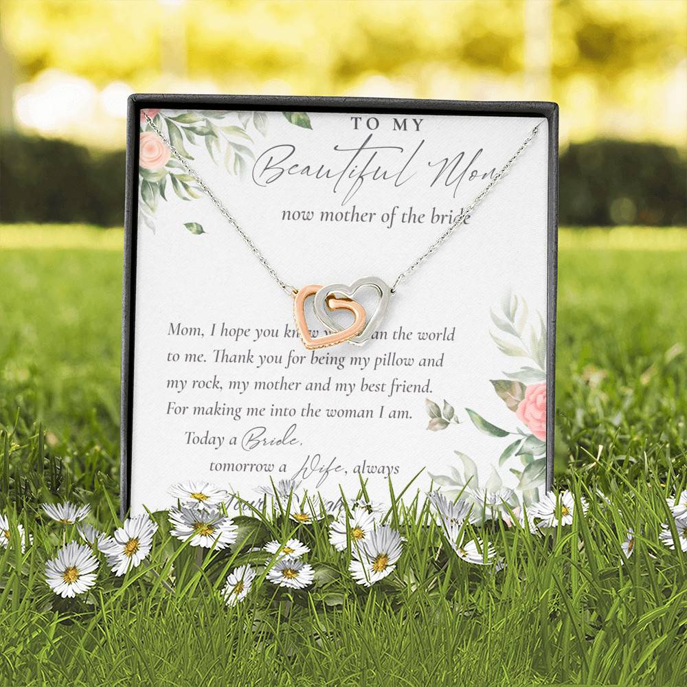 To My Beautiful Mom Now Mother Of The Bride Interlocking Hearts Pendant Necklace - Mom Wedding Gifts From Daughter To My Beautiful Mom Now Mother Of The Bride Interlocking Hearts Pendant Necklace - Mom Wedding Gifts From Daughter