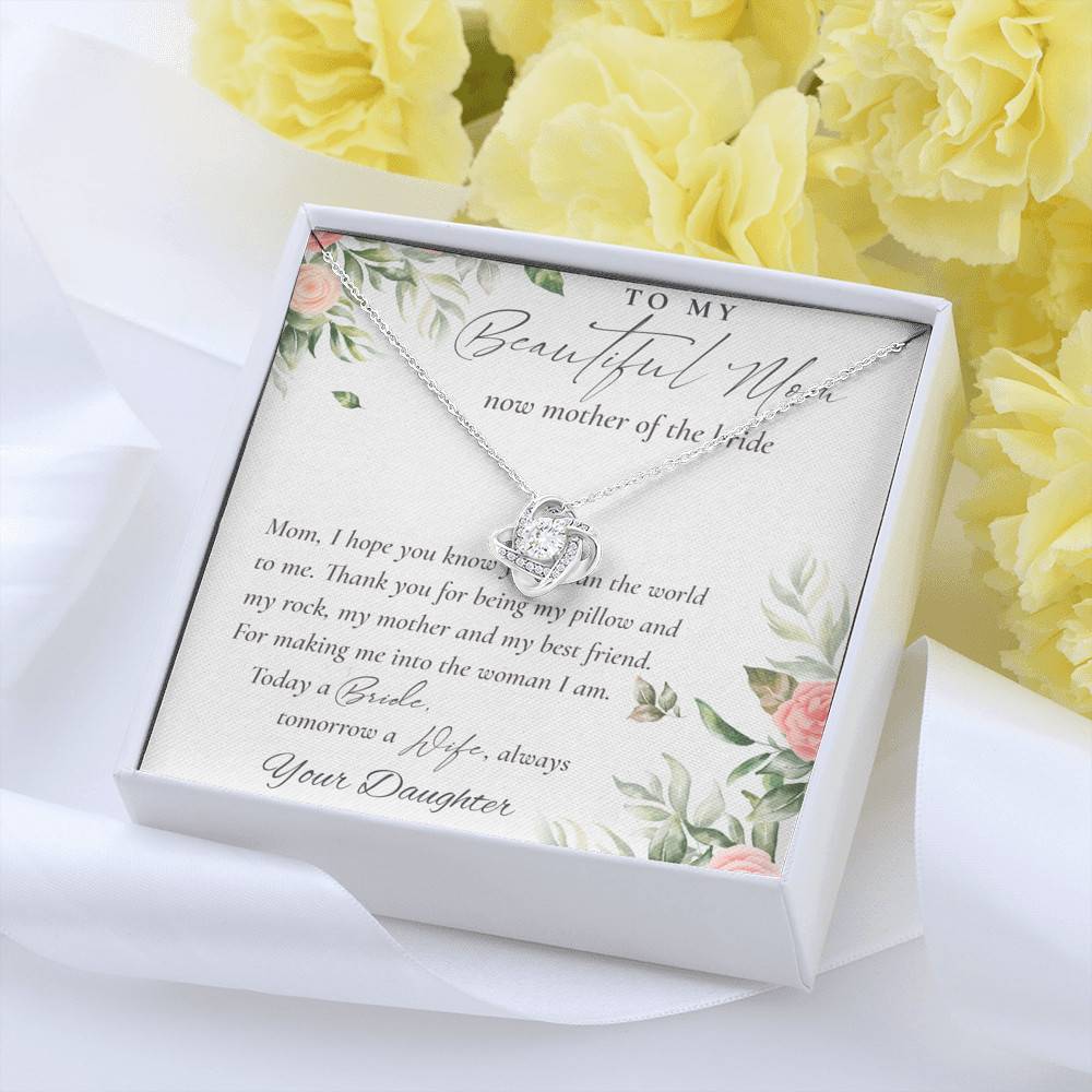 To My Beautiful Mom Now Mother Of The Bride Love Knot Necklace - Mom Wedding Gifts From Daughter To My Beautiful Mom Now Mother Of The Bride Love Knot Necklace - Mom Wedding Gifts From Daughter