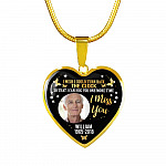 Personalized Photo I Wish I Could Turn Back The Clock So That I Can Hug You One More Time Heart Pendant Necklace - Bangle