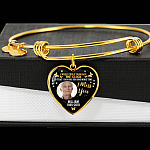 Personalized Photo I Wish I Could Turn Back The Clock So That I Can Hug You One More Time Heart Pendant Necklace - Bangle
