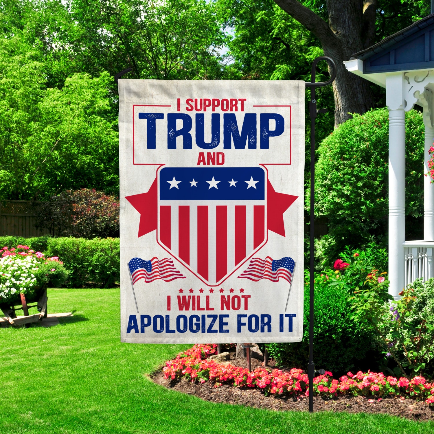 4UT. I Support Trump Garden Flag Mockup 2