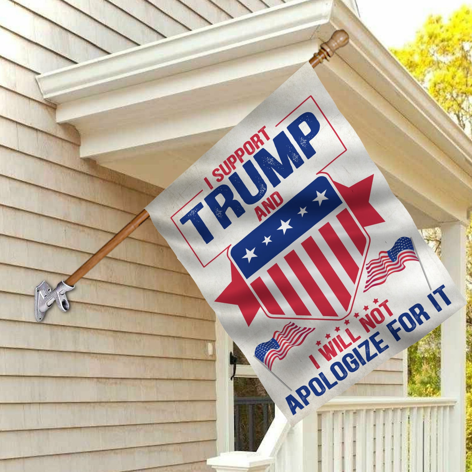 4UT. I Support Trump House Flag Mockup 2