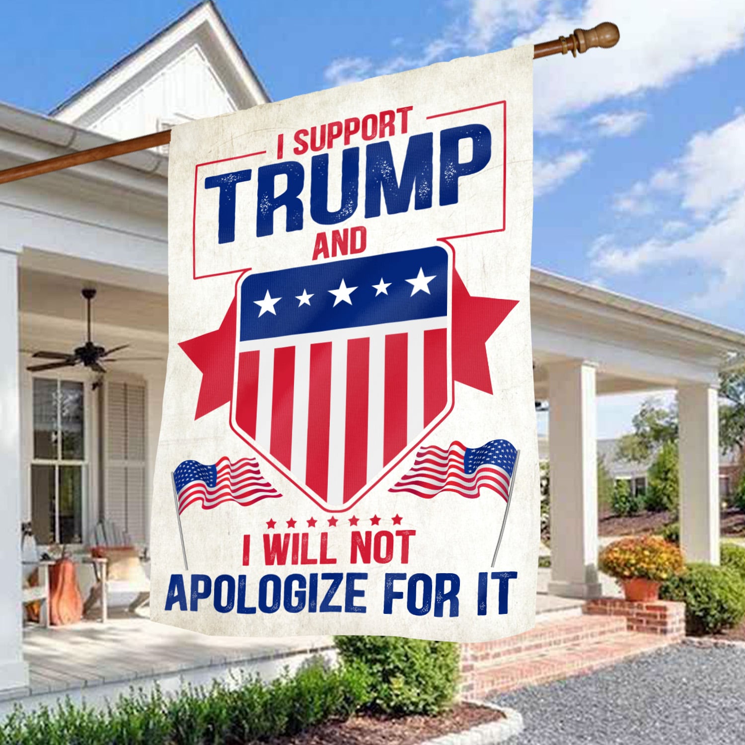 4UT. I Support Trump House Flag Mockup 3