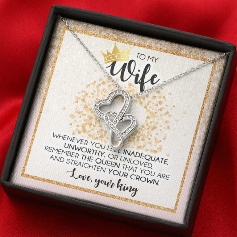 To My Wife Whenever You Feel Inadequate Double Hearts Necklace - Wife Necklace From Husband Anniversary Gifts