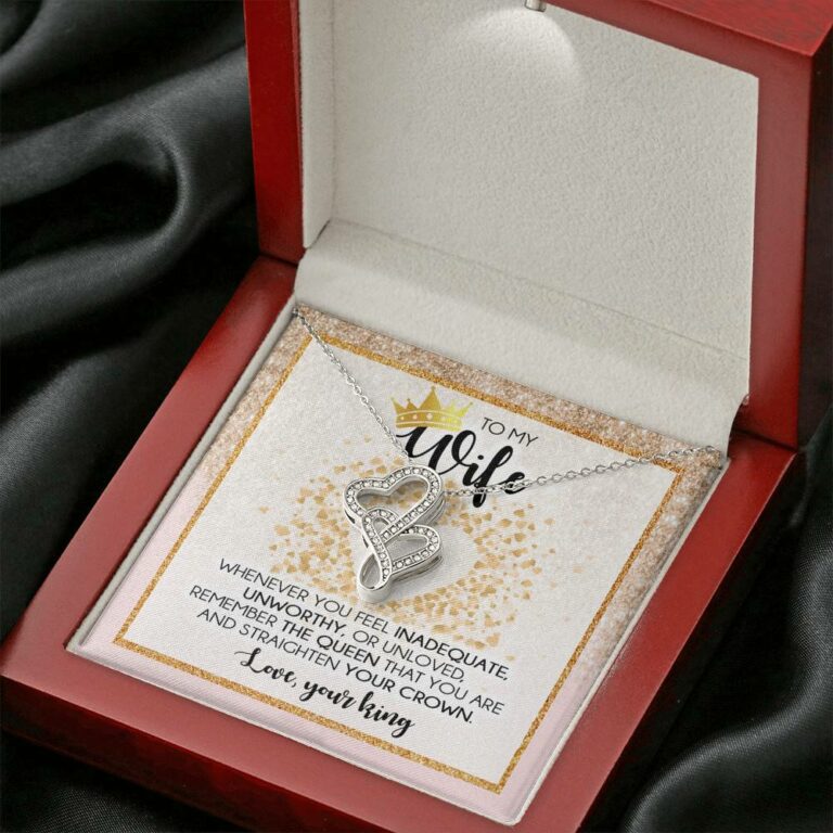 To My Wife Whenever You Feel Inadequate Double Hearts Necklace - Wife Necklace From Husband Anniversary Gifts
