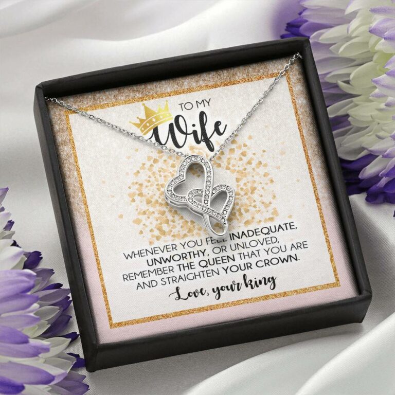 To My Wife Whenever You Feel Inadequate Double Hearts Necklace - Wife Necklace From Husband Anniversary Gifts