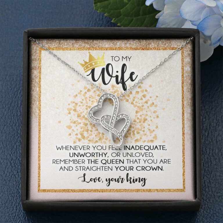 To My Wife Whenever You Feel Inadequate Double Hearts Necklace - Wife Necklace From Husband Anniversary Gifts