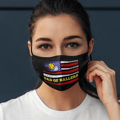 Funny Fathers Day Gift Baseball Lovers Dad of Ballers American Washable Reusable Face Mask