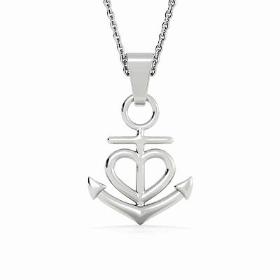 Anchor Necklace (14K White Gold)