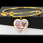 Personalized Custom Photo You Left Paw Prints On My Heart Dog Pet Memorial Heart Pendant Necklace - Bangle