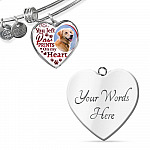 Personalized Custom Photo You Left Paw Prints On My Heart Dog Pet Memorial Heart Pendant Necklace - Bangle