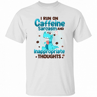 I Run On Caffeine Tshirt, White, Unisex T-Shirt