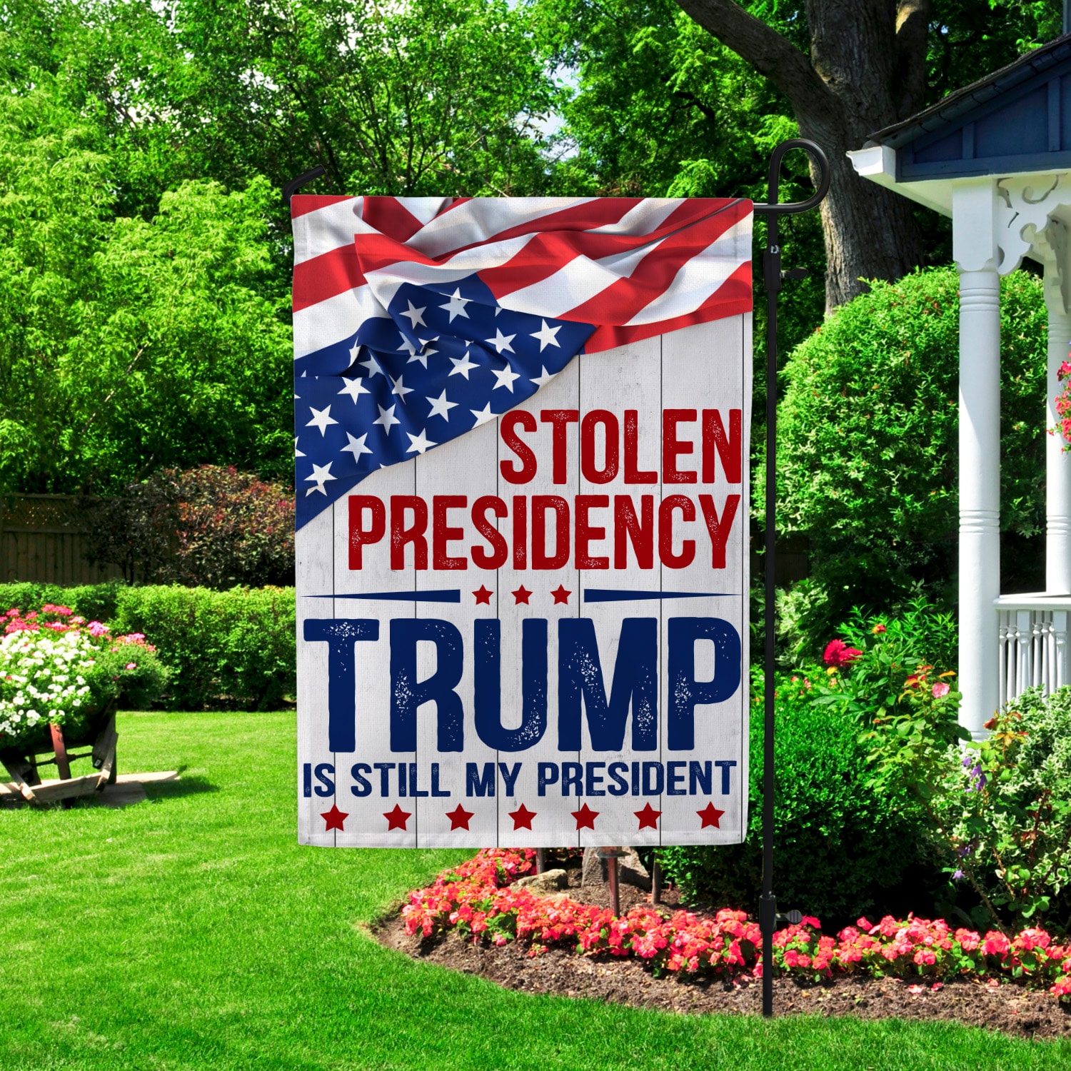 4HP. Stolen Presidency Garden Flag Mockup 2
