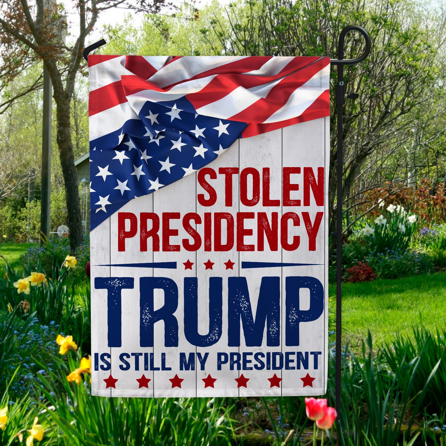 4HP. Stolen Presidency Garden Flag Mockup 5