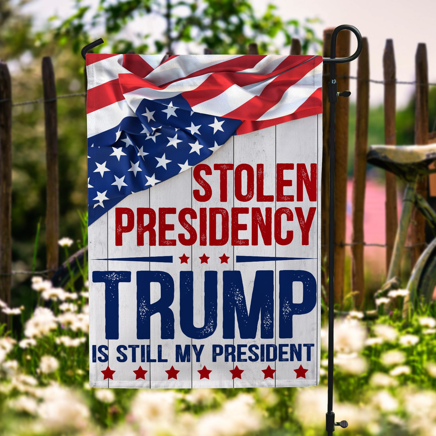 4HP. Stolen Presidency Garden Flag Mockup 6