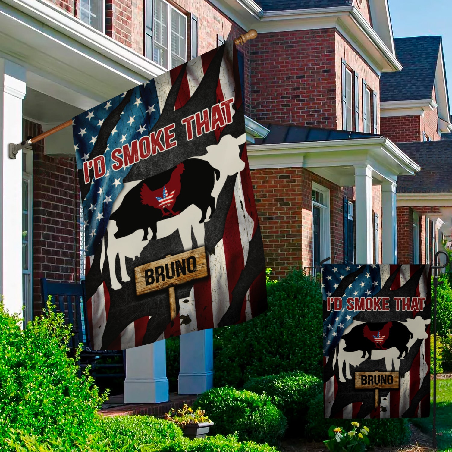 5KT. Weed I'd Smoke That American Flag Sample Design Garden & House Mockup 2