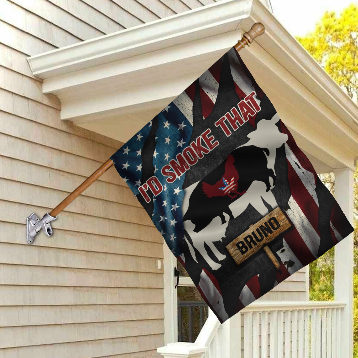 5KT. Weed I'd Smoke That American Flag Sample Design House Flag Mockup 2