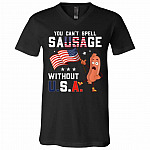 Spell Sausage t, Black, V-Neck T-Shirt
