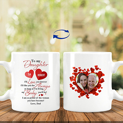 Personalized Photo to My Daughter, White, 11 oz. White Mug