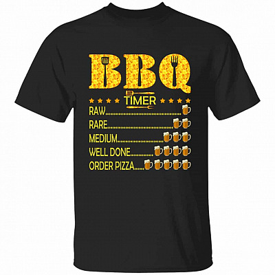 BBQ Timer Raw Rare, Black, Unisex T-Shirt