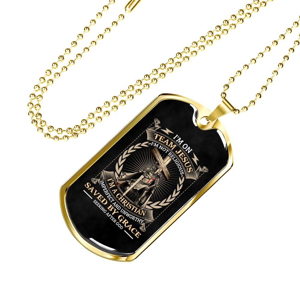 I'm On Team Jesus I'm Not Religious Knight Templar Dog Tag Pendant Necklace I'm On Team Jesus I'm Not Religious Knight Templar Dog Tag Pendant Necklace