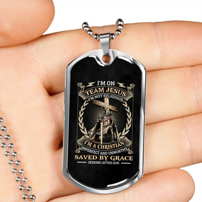 I'm On Team Jesus I'm Not Religious Knight Templar Dog Tag Pendant Necklace