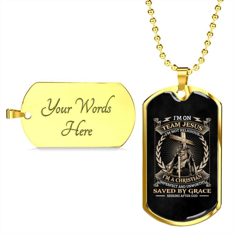 I'm On Team Jesus I'm Not Religious Knight Templar Dog Tag Pendant Necklace