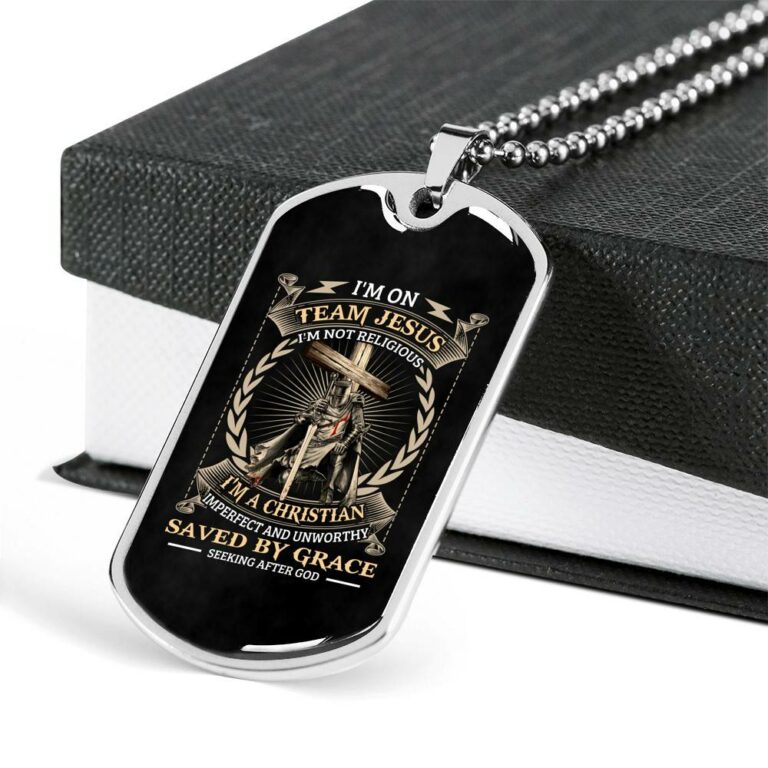 I'm On Team Jesus I'm Not Religious Knight Templar Dog Tag Pendant Necklace