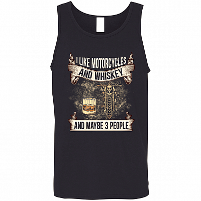 I Like Motorcycles and Whiskey And Maybe 3 People Vintage Cotton Tank Top Tee - Ladies Racerback Tank