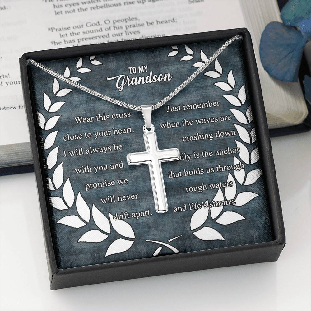 To My Grandson Wear This Cross Close to Your Heart I Will Always Be With You Artisan Crafted Cross Necklace To My Grandson Wear This Cross Close to Your Heart I Will Always Be With You Artisan Crafted Cross Necklace