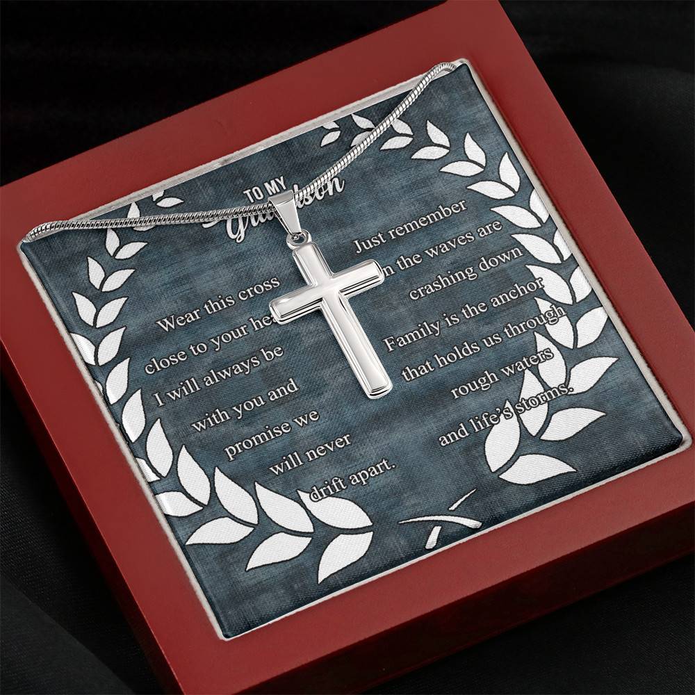 To My Grandson Wear This Cross Close to Your Heart I Will Always Be With You Artisan Crafted Cross Necklace To My Grandson Wear This Cross Close to Your Heart I Will Always Be With You Artisan Crafted Cross Necklace