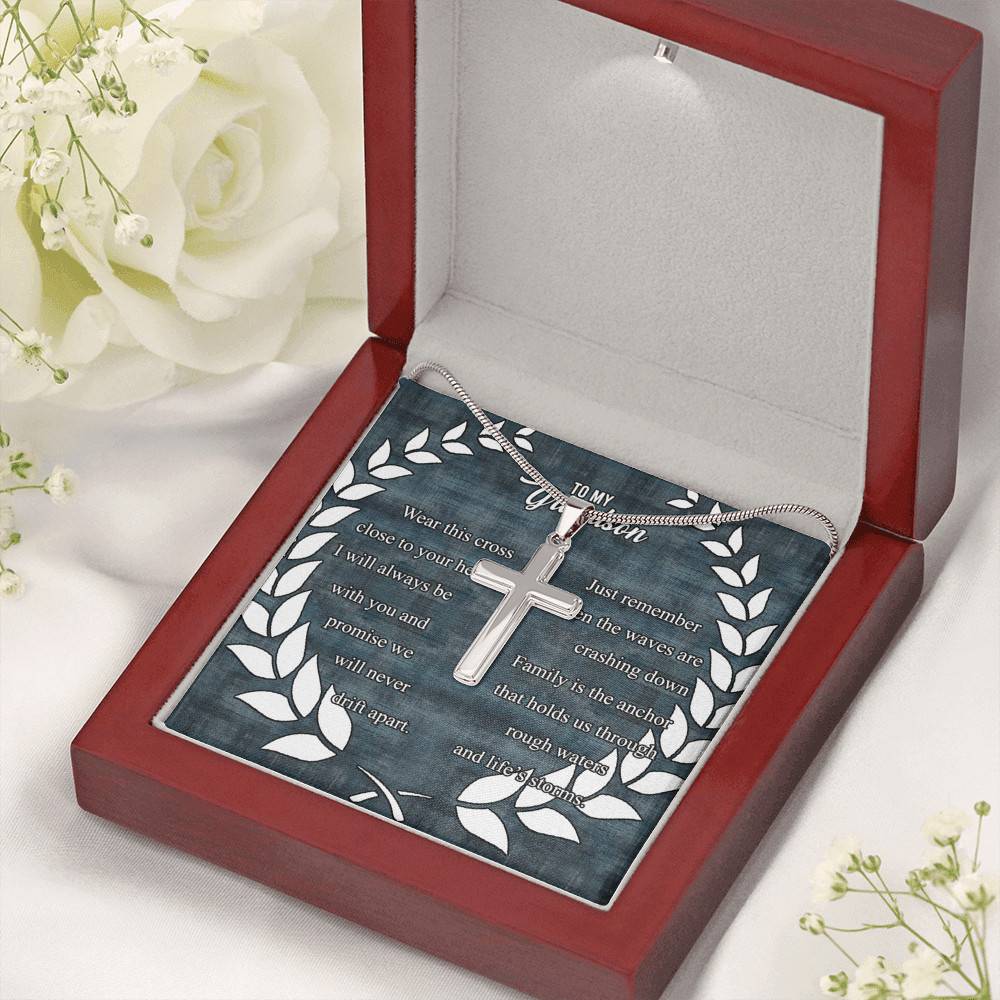 To My Grandson Wear This Cross Close to Your Heart I Will Always Be With You Artisan Crafted Cross Necklace To My Grandson Wear This Cross Close to Your Heart I Will Always Be With You Artisan Crafted Cross Necklace
