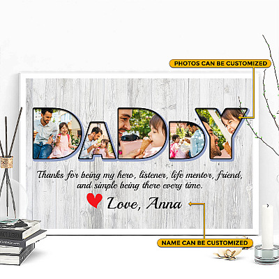 Alternative view of Custom Photo Daddy Thanks for Being My Hero Father Daughter Gift Framed Canvas Prints - Unframed Poster