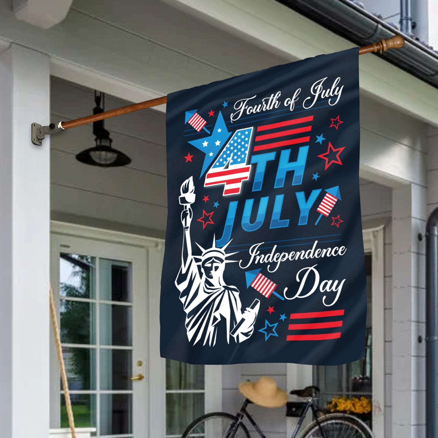 8UT. Patriotic July 4th (6) House Flag Mockup 1