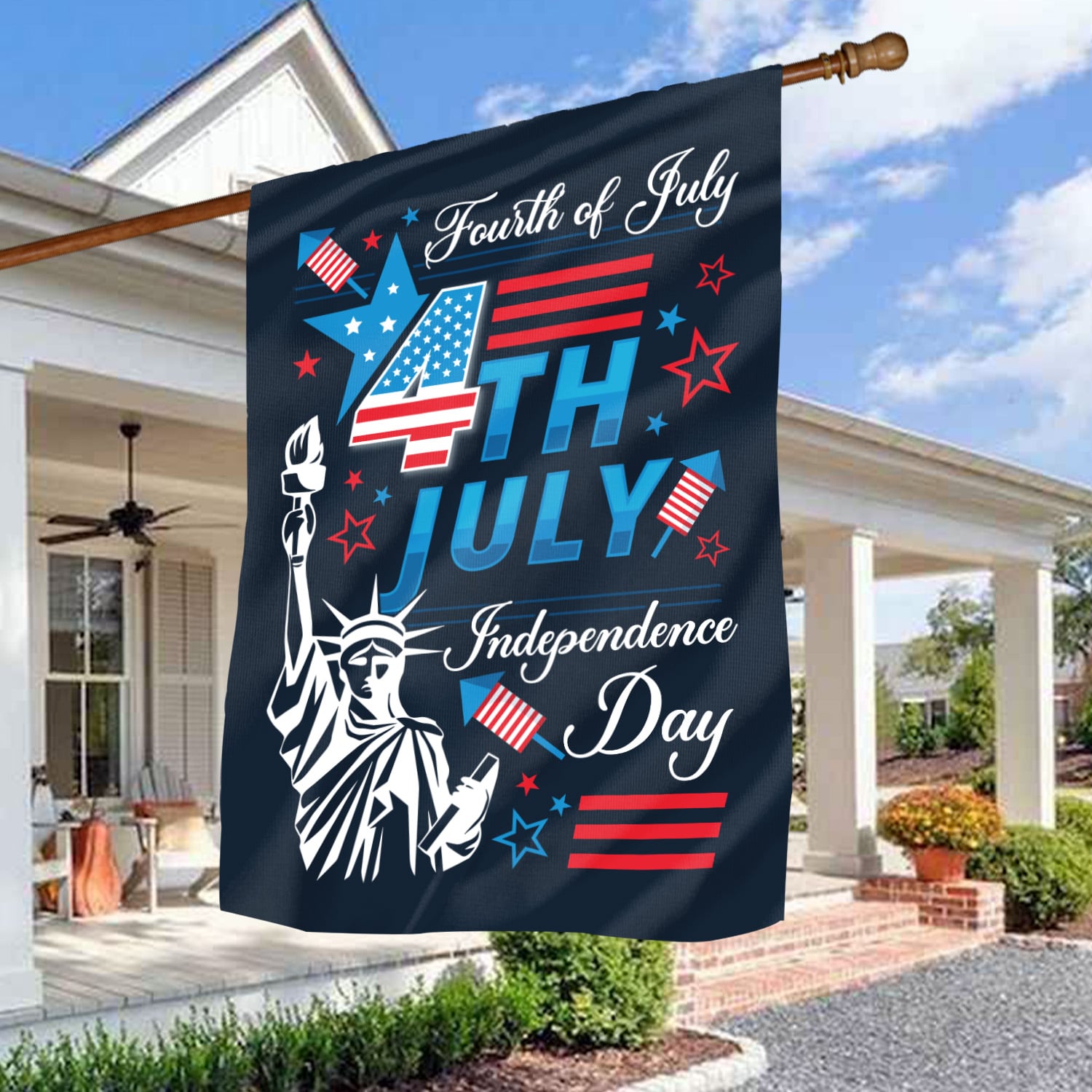 8UT. Patriotic July 4th (6) House Flag Mockup 3