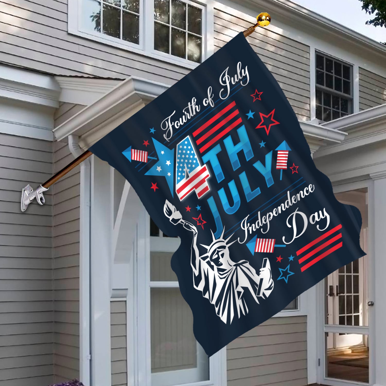 8UT. Patriotic July 4th (6) House Flag Mockup 6