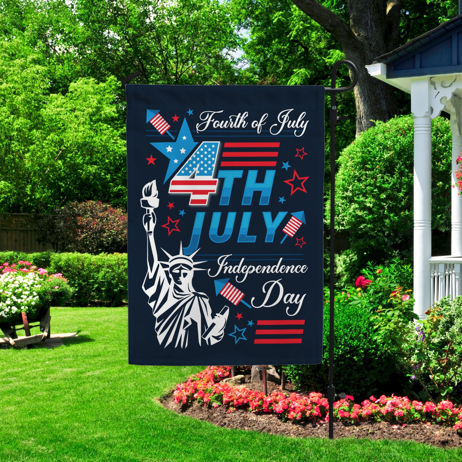 8UT. Patriotic July 4th (6) Garden Flag Mockup 2