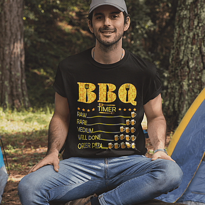 Alternative view of BBQ Timer Raw Rare Medium Well Done Grill Lover Funny T-Shirt - V-Neck Tee