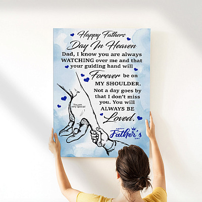 Alternative view of Happy Father's Day in Heaven You Will Always Be Loved Gallery Wrapped Framed Canvas Prints - Unframed Poster