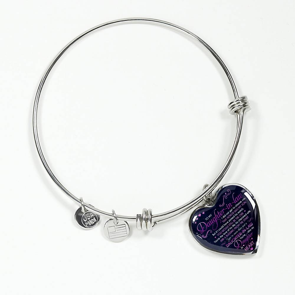 To My Daughter In Law You're Also My Daughter In Heart Heart Pendant Necklace-Bangle