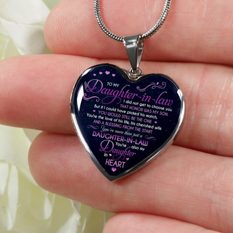 To My Daughter In Law You're Also My Daughter In Heart Heart Pendant Necklace-Bangle