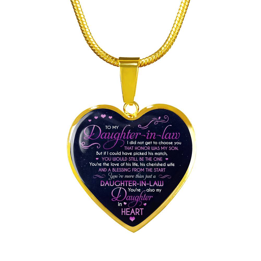 To My Daughter In Law You're Also My Daughter In Heart Heart Pendant Necklace-Bangle