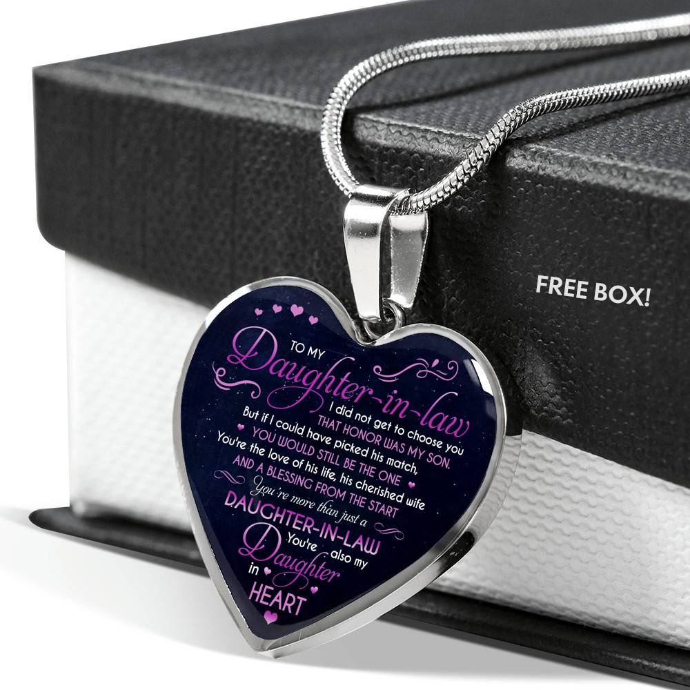 To My Daughter In Law You're Also My Daughter In Heart Heart Pendant Necklace-Bangle