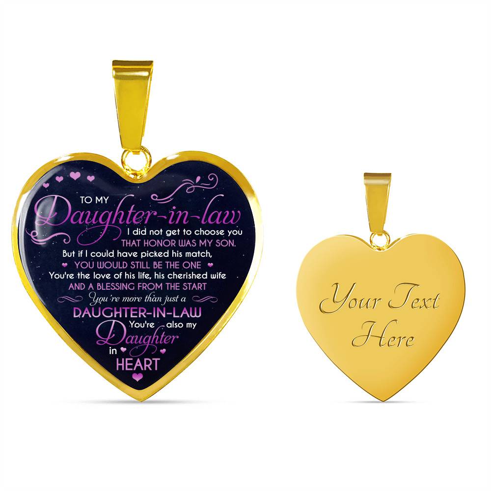 To My Daughter In Law You're Also My Daughter In Heart Heart Pendant Necklace-Bangle