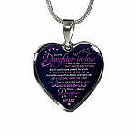 To My Daughter In Law You're Also My Daughter In Heart Heart Pendant Necklace-Bangle