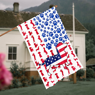 Dachshund Dog American 4th Of July Outdoor House Flag - Independence Day Home Garden Flag - Patriotic Flag