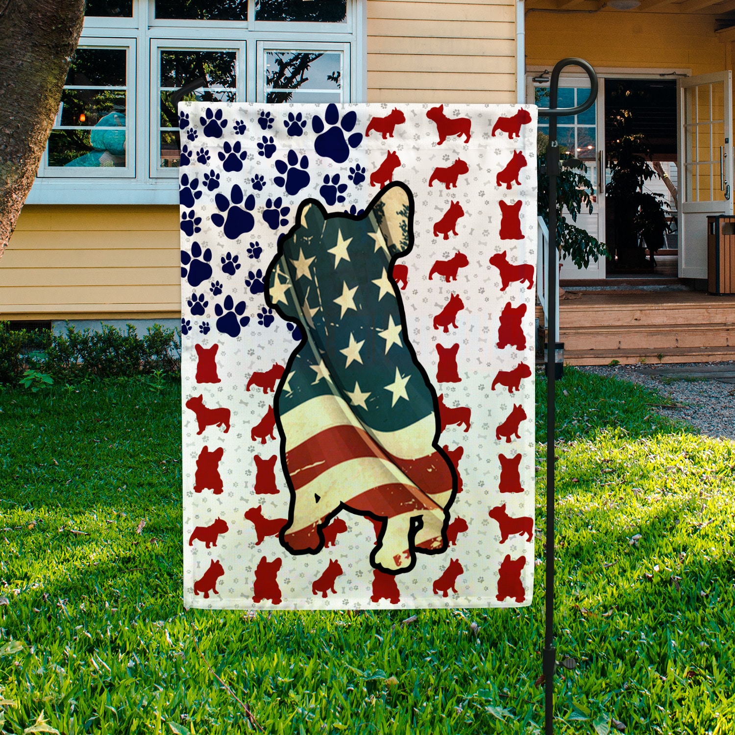 8VT. French Bulldog 4th Of July Garden Flag Mockup 3