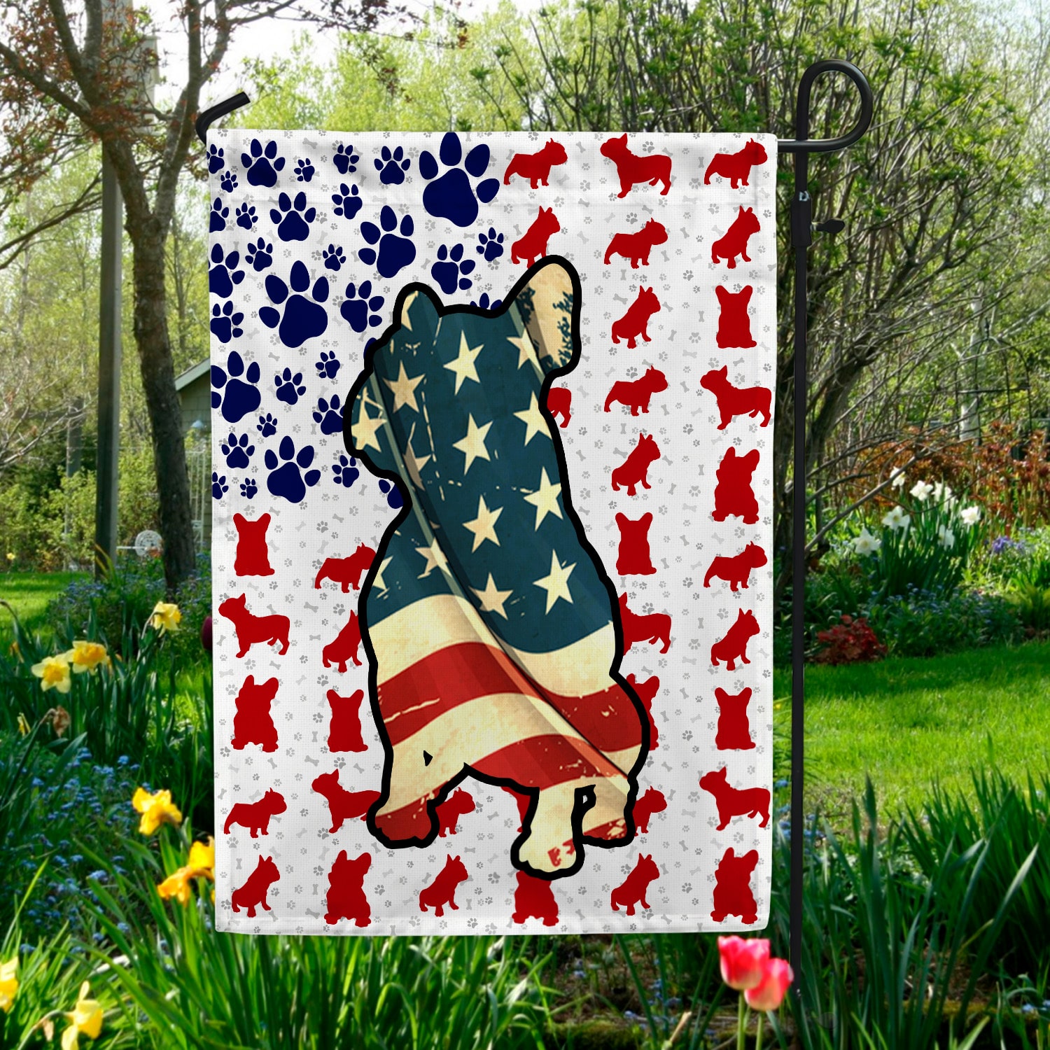 8VT. French Bulldog 4th Of July Garden Flag Mockup 5