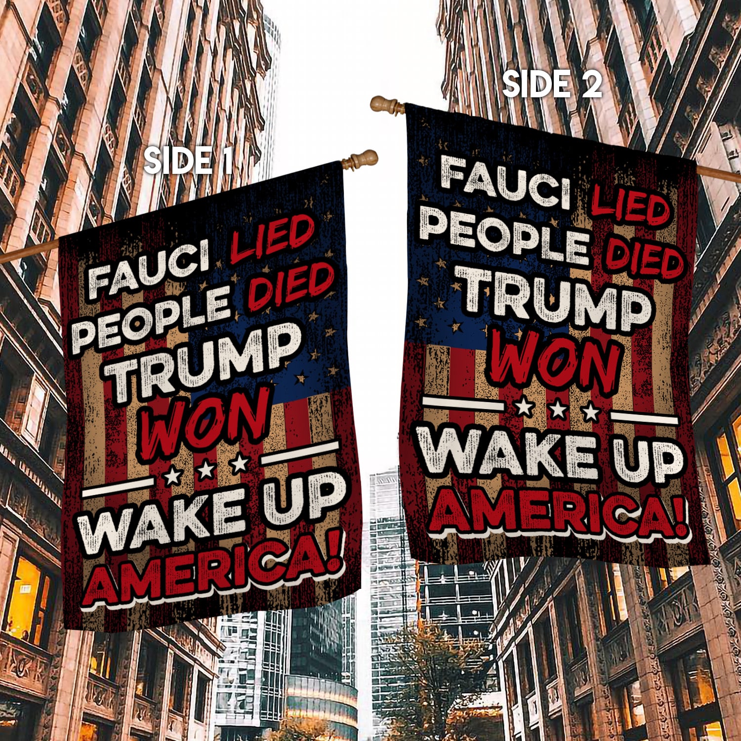 1LV- Fauci Lied People Died FLAG-Right House Flag Mockup 2 Side-1